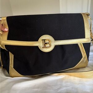 Balmain Black and Gold Crossbody Bag